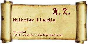 Milhofer Klaudia névjegykártya